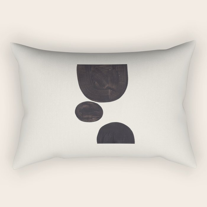 Black & White Minimalist Abstract Shapes Patterns Black Ink Painting Rectangular Pillow Gallery Image 1