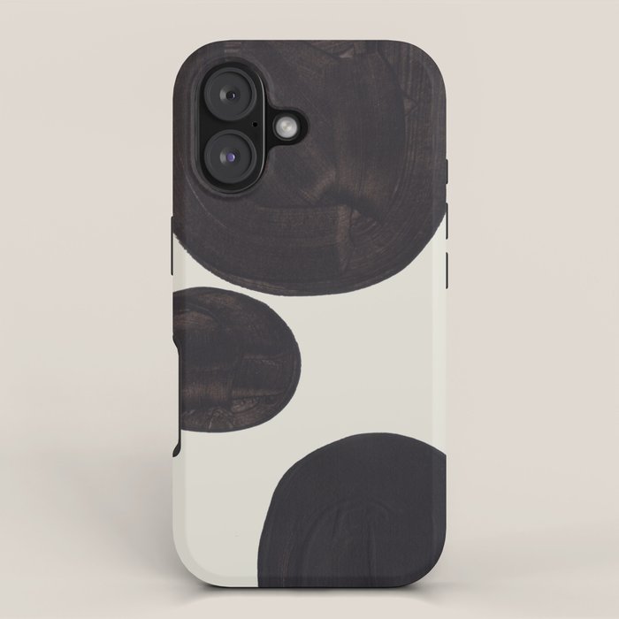 Black & White Minimalist Abstract Shapes Patterns Black Ink Painting iPhone Case Gallery Image 1