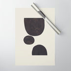 Black & White Minimalist Abstract Shapes Patterns Black Ink Painting Wrapping Paper Gallery Image 1