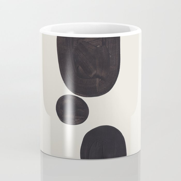 Black & White Minimalist Abstract Shapes Patterns Black Ink Painting Coffee Mug Gallery Image 4