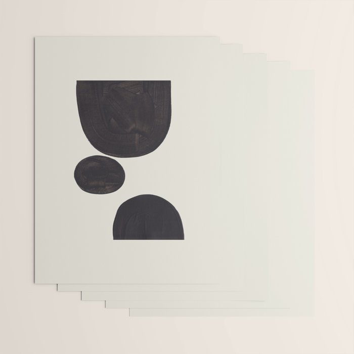 Black & White Minimalist Abstract Shapes Patterns Black Ink Painting Wrapping Paper Gallery Image 3