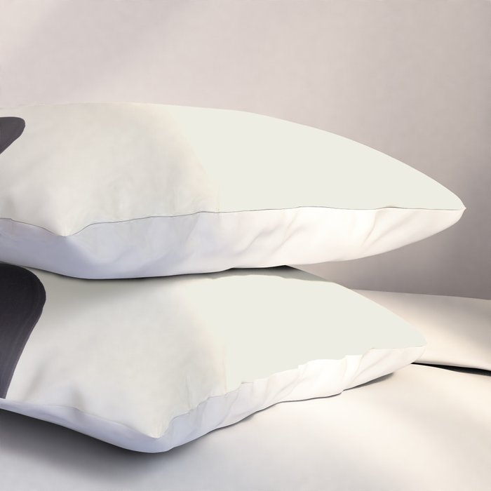 Black & White Minimalist Abstract Shapes Patterns Black Ink Painting Pillow Sham Gallery Image 3