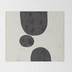 Black & White Minimalist Abstract Shapes Patterns Black Ink Painting Throw Blanket Gallery Image 2