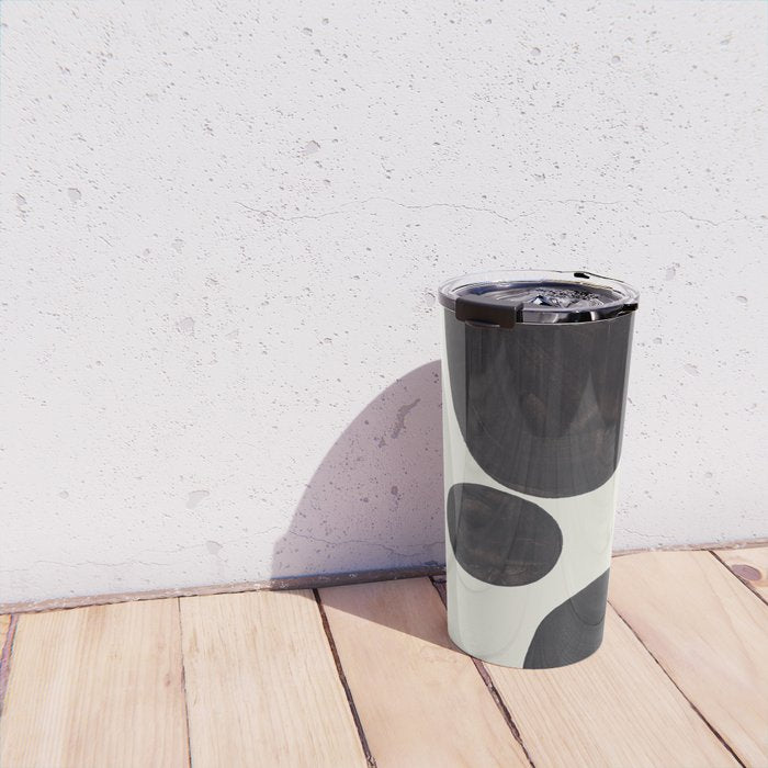 Black & White Minimalist Abstract Shapes Patterns Black Ink Painting Travel Mug Gallery Image 4