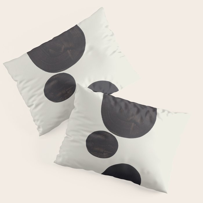 Black & White Minimalist Abstract Shapes Patterns Black Ink Painting Pillow Sham Gallery Image 1