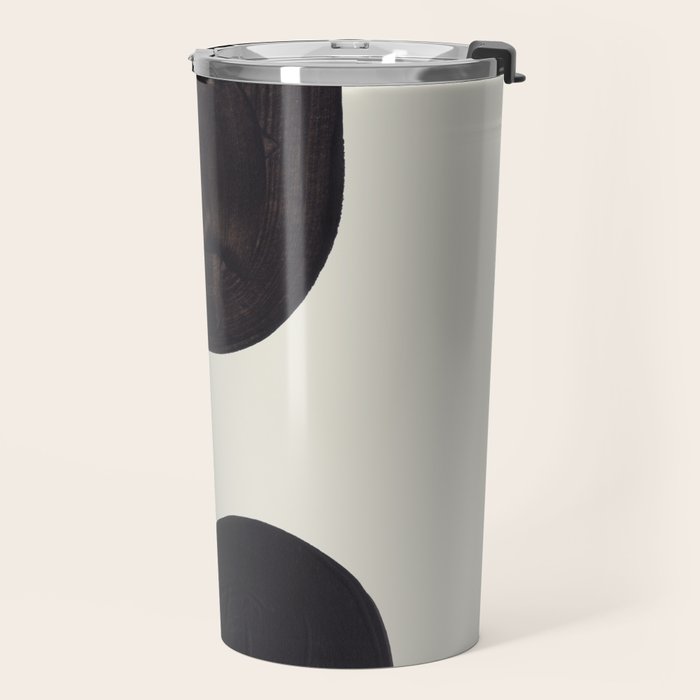 Black & White Minimalist Abstract Shapes Patterns Black Ink Painting Travel Mug Gallery Image 2