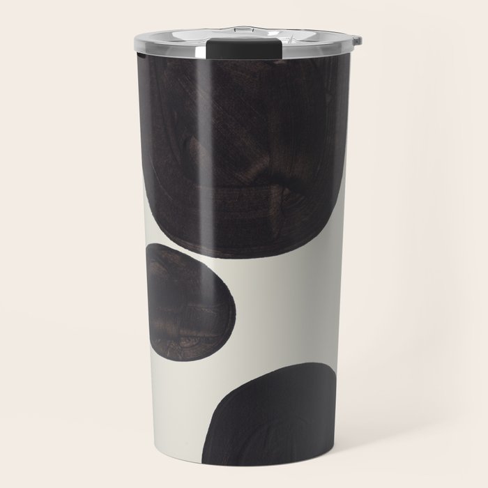 Black & White Minimalist Abstract Shapes Patterns Black Ink Painting Travel Mug Gallery Image 1