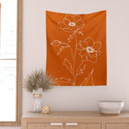 Line Drawing Flowers Wall Tapestry Gallery Image 2