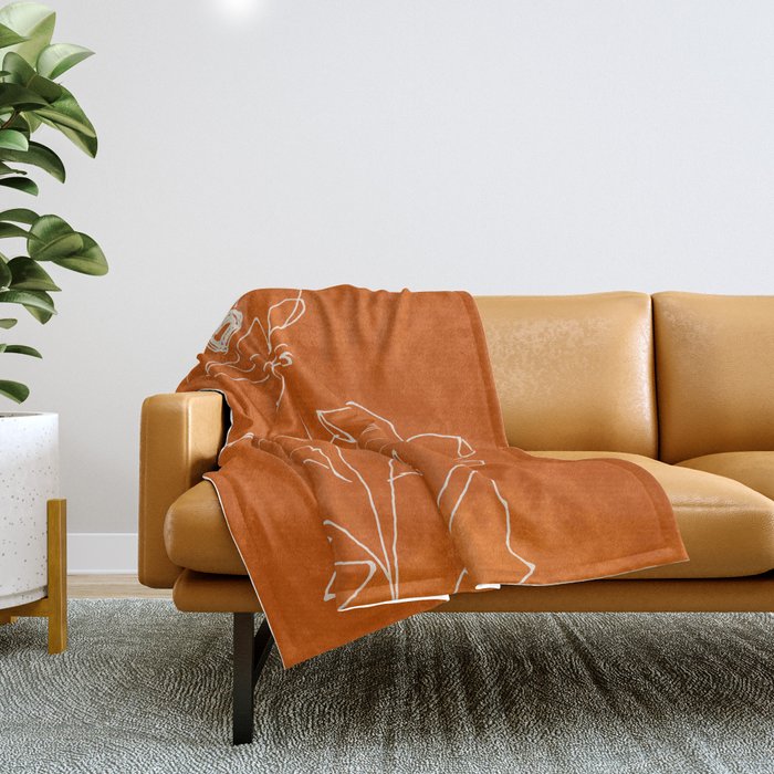 Line Drawing Flowers Throw Blanket Gallery Image 1