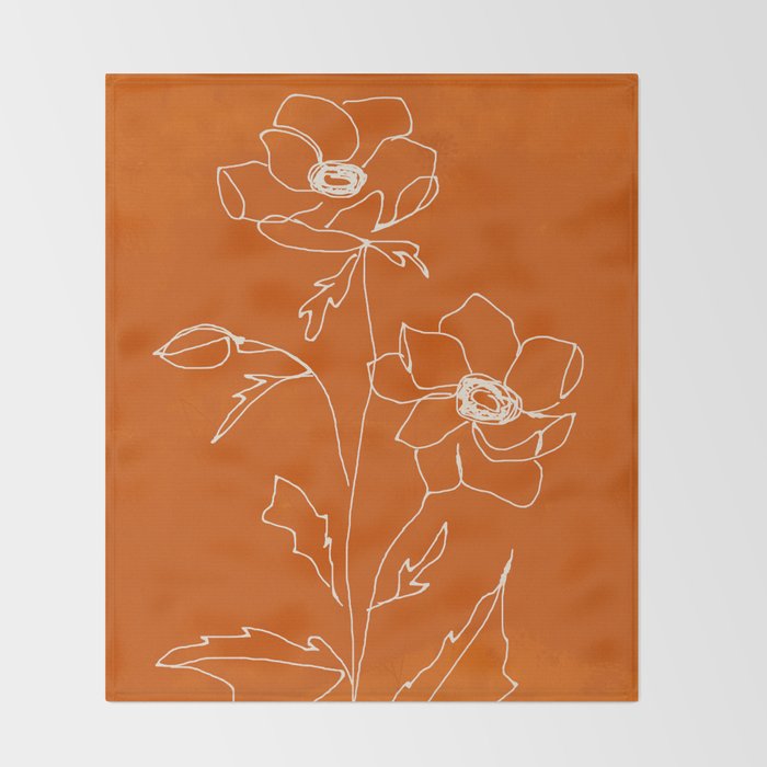 Line Drawing Flowers Throw Blanket Gallery Image 2