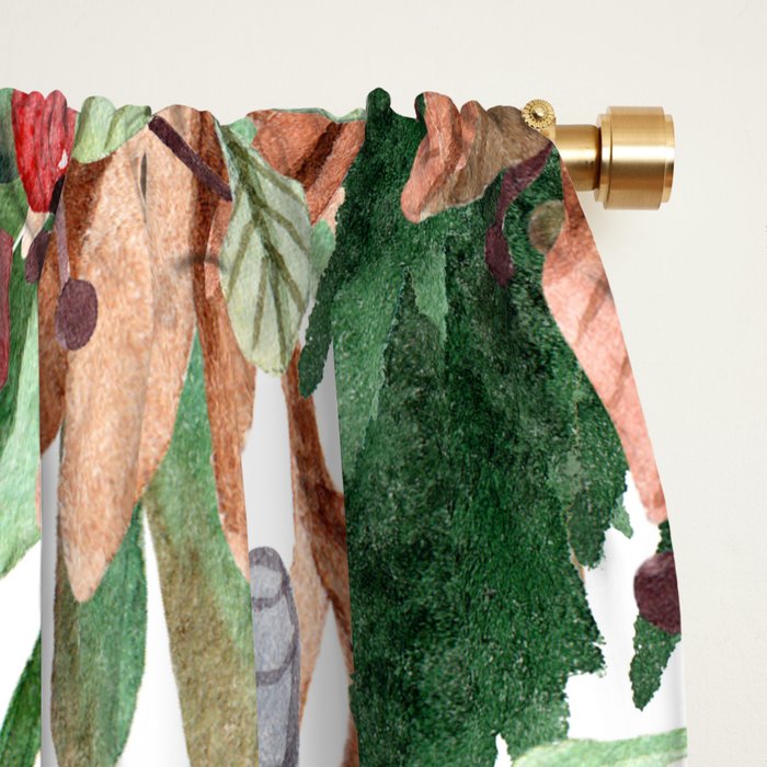 Cute, Watercolor, Deer Painting Window Curtain Gallery Image 2