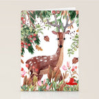 Cute, Watercolor, Deer Painting Stationery Card Gallery Image 2