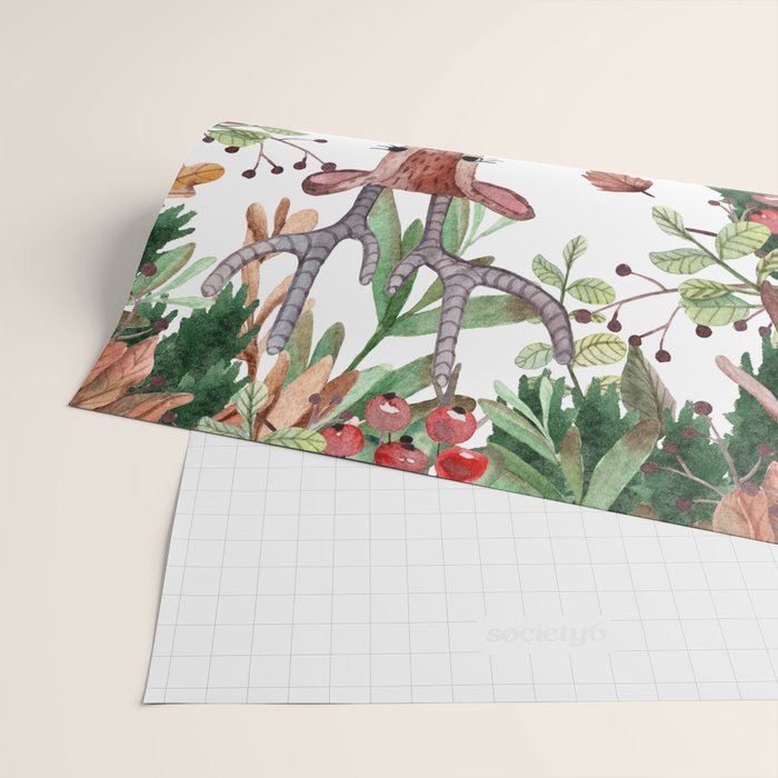 Cute, Watercolor, Deer Painting Wrapping Paper Gallery Image 2