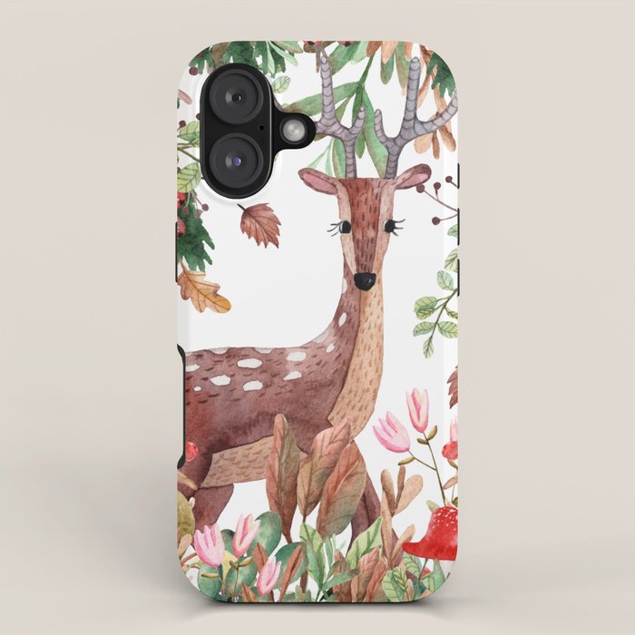 Cute, Watercolor, Deer Painting iPhone Case Gallery Image 1