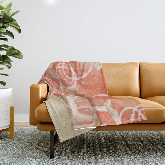Pink Bubble - Modern Abstract Art Print Throw Blanket Gallery Image 1