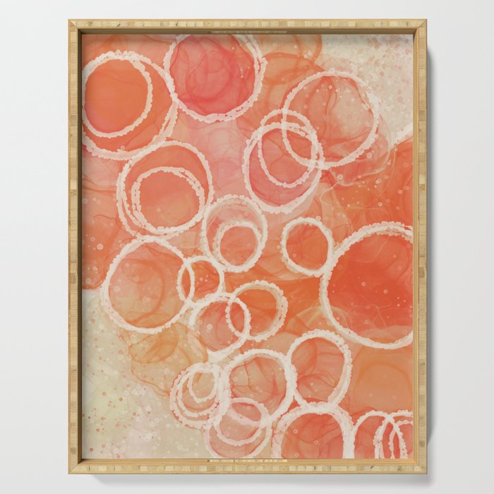 Pink Bubble - Modern Abstract Art Print Serving Tray Gallery Image 1