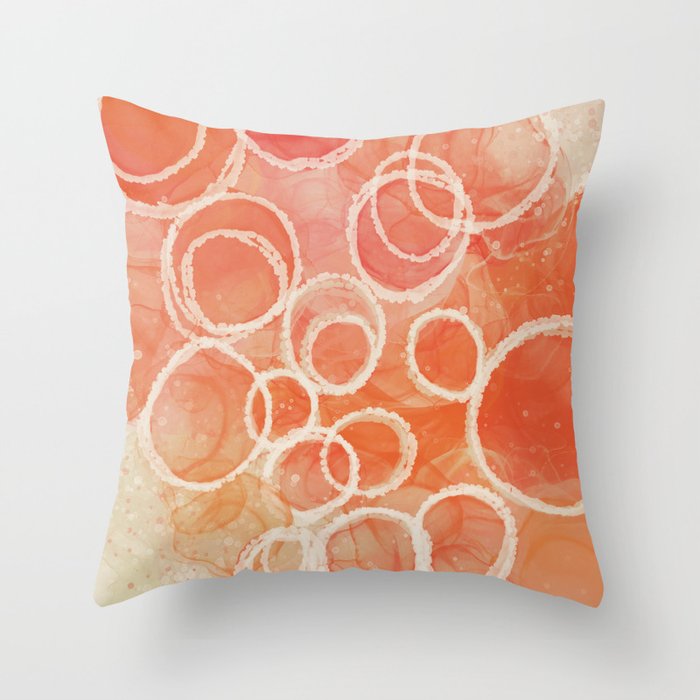 Pink Bubble - Modern Abstract Art Print Throw Pillow Gallery Image 1