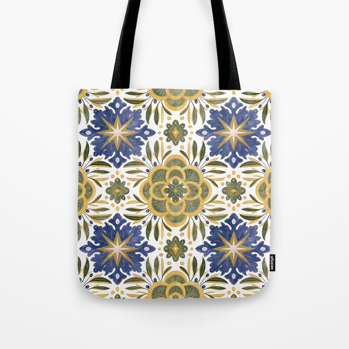 Tile floral nature Modern BY Tote Bag Gallery Image 1