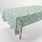Strawberries - dusty pink and green on sky blue Tablecloth Gallery Image 1