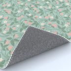 Strawberries - dusty pink and green on sky blue Rug Gallery Image 4