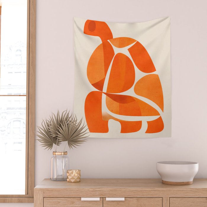 Abstract Turtle in Orange Wall Tapestry Gallery Image 2