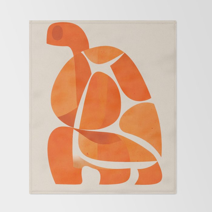 Abstract Turtle in Orange Throw Blanket Gallery Image 2