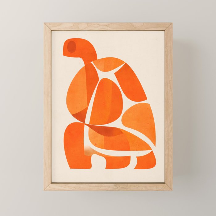 Abstract Turtle in Orange Mini Art Print Gallery Image 1
