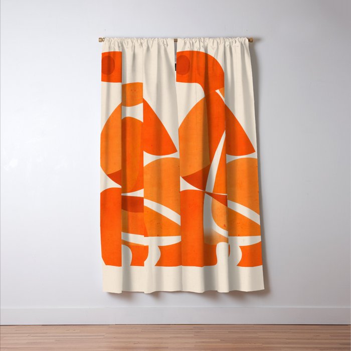 Abstract Turtle in Orange Window Curtain Gallery Image 3