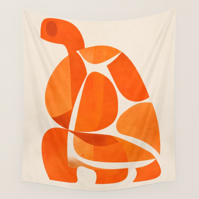 Abstract Turtle in Orange Wall Tapestry Gallery Image 1