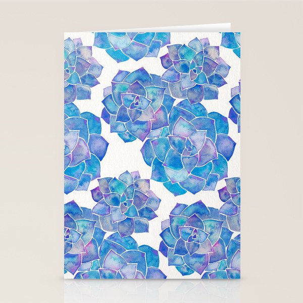 Rosette Succulents - Blue Palette Stationery Card Gallery Image 2