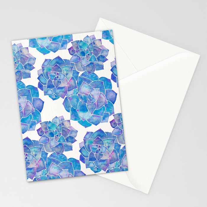 Rosette Succulents - Blue Palette Stationery Card Gallery Image 2