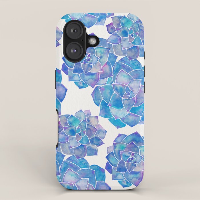 Rosette Succulents - Blue Palette iPhone Case Gallery Image 1