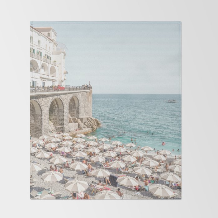 Marina Grande Beach Photo | Amalfi Coast Town In Italy Art Print | Summer Landscape Travel Photography Throw Blanket Gallery Image 2
