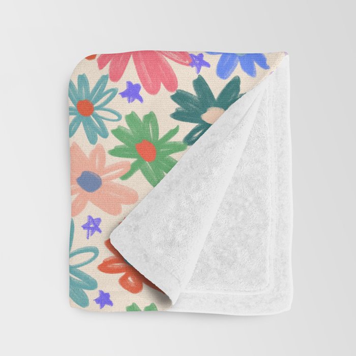 Bright Flowers and Stars Throw Blanket Gallery Image 3