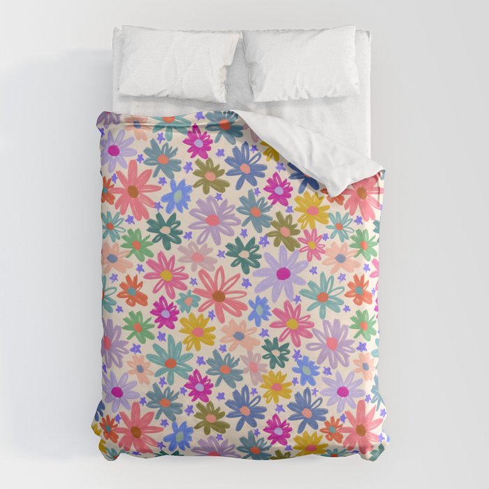 Bright Flowers and Stars Duvet Cover Gallery Image 6