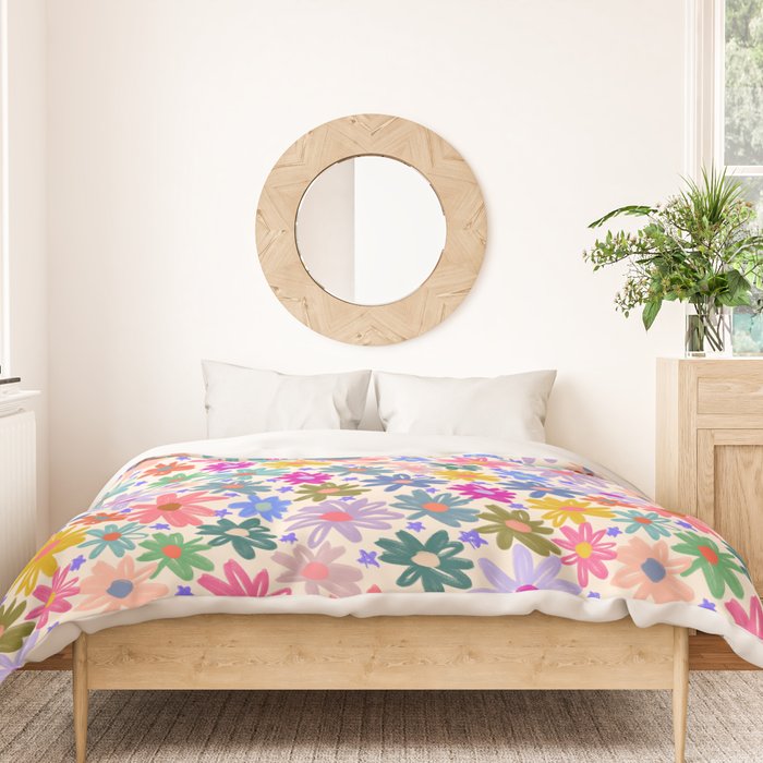 Bright Flowers and Stars Duvet Cover Gallery Image 3