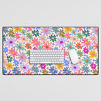 Bright Flowers and Stars Desk Mat Gallery Image 1