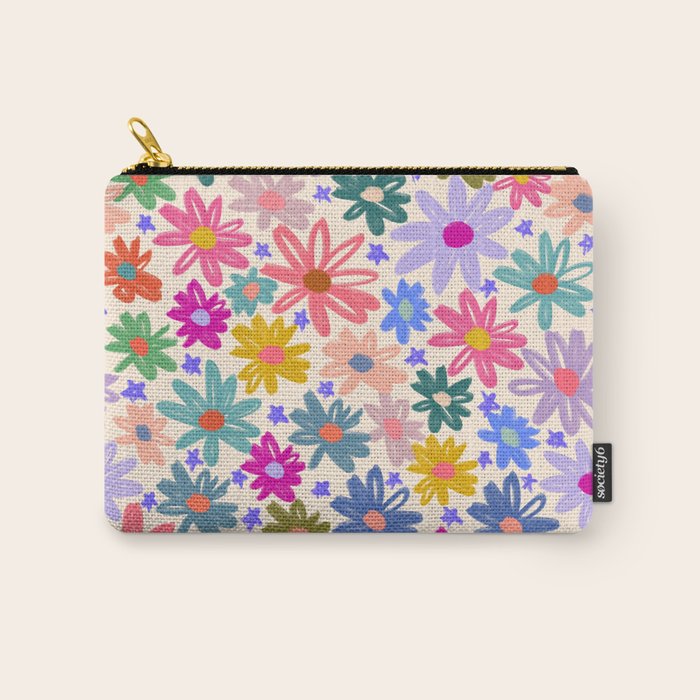 Bright Flowers and Stars Carry All Pouch Gallery Image 1