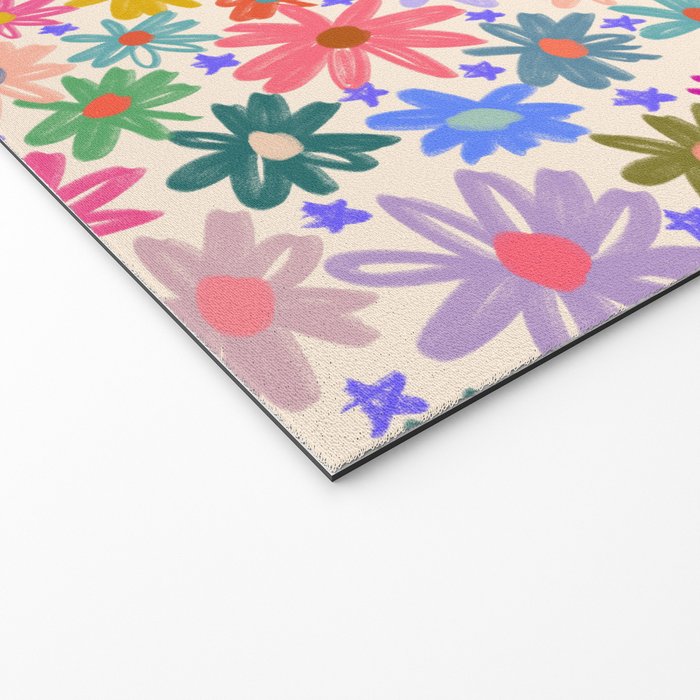 Bright Flowers and Stars Welcome Mat Gallery Image 2