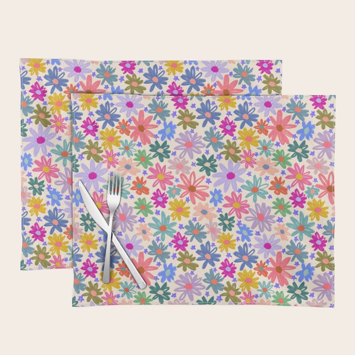 Bright Flowers and Stars Placemat Gallery Image 1