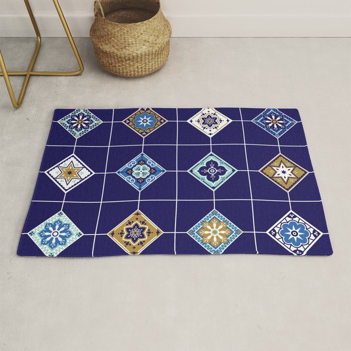 Talavera Mexican Tile - Navy & Bronze Palette Rug Gallery Image 1