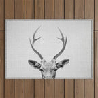 Deer - Black & White Outdoor Rug Gallery Image 1