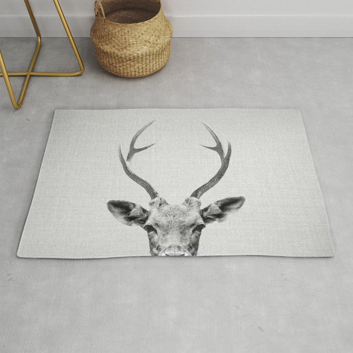 Deer - Black & White Rug Gallery Image 1
