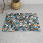 Colorful Concrete Cubes - Blue, Grey, Brown Rug Gallery Image 1