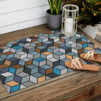 Colorful Concrete Cubes - Blue, Grey, Brown Outdoor Rug Gallery Image 2