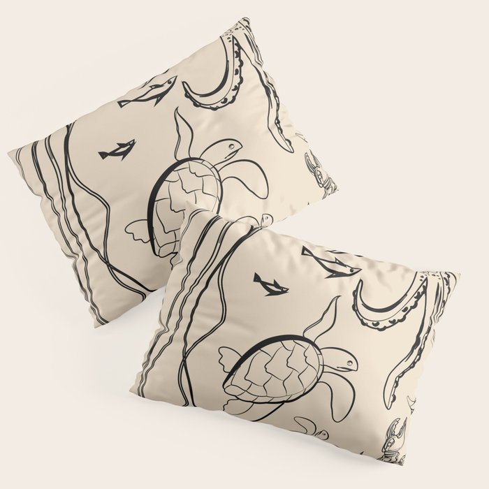 Minimal Sea Life 2 Pillow Sham Gallery Image 3
