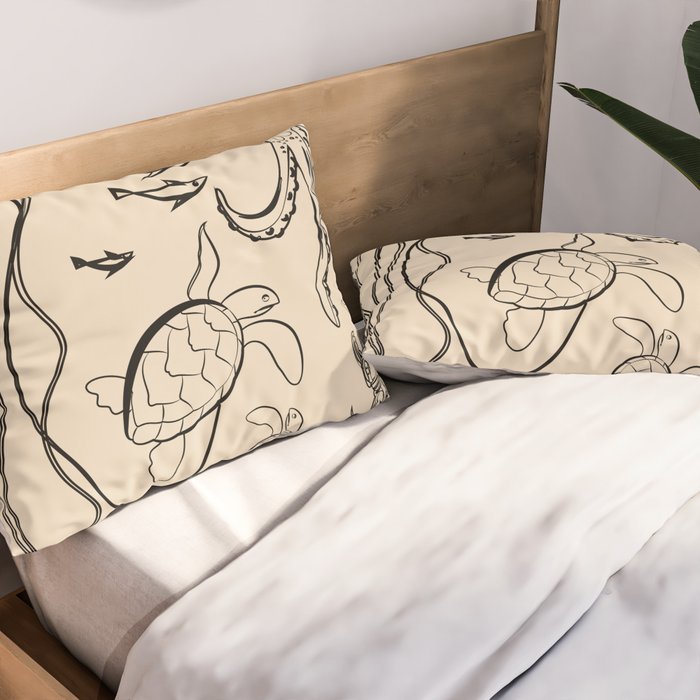 Minimal Sea Life 2 Pillow Sham Gallery Image 2