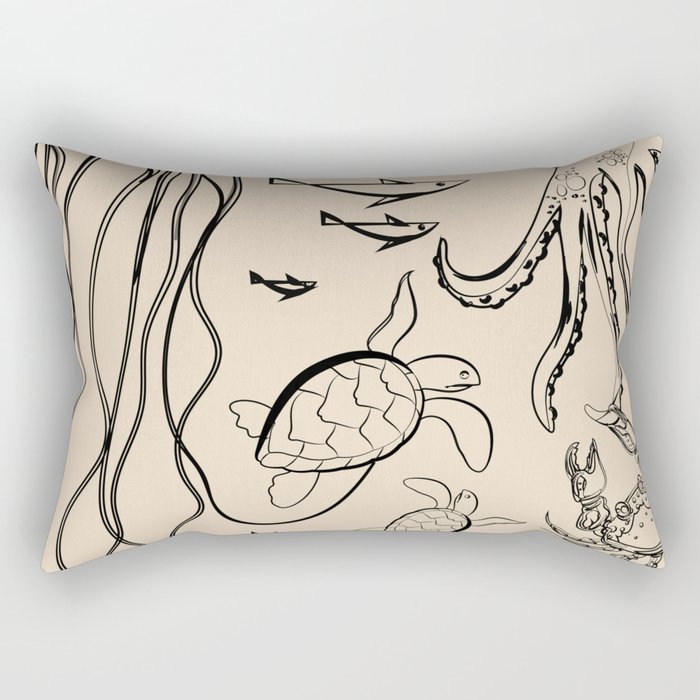 Minimal Sea Life 2 Rectangular Pillow Gallery Image 1