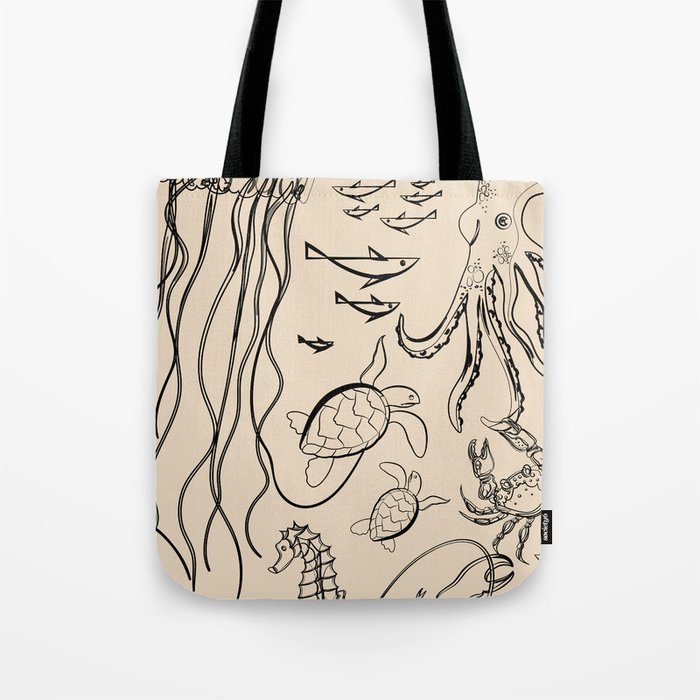 Minimal Sea Life 2 Tote Bag Gallery Image 1
