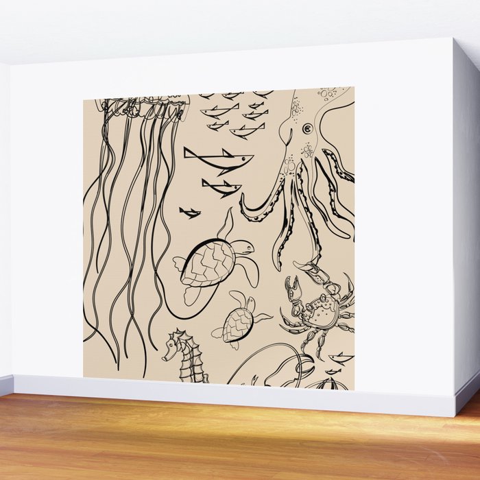 Minimal Sea Life 2 Wall Mural Gallery Image 2